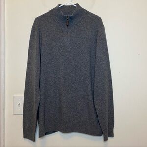 DANIEL HECHTER Men’s 2-Ply Cashmere Quarter Zip Pullover Sweater Dark Gray Sz XL
